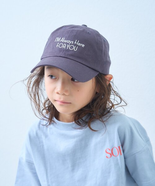 CIAOPANIC TYPY(チャオパニックティピー)の「【KIDS】《ユニセックス》日焼け対策ストライプスカーフ付きロゴ刺繍CAP(キャップ・キッズ・チャコールグレー/ブラウン/ベージュ・ONE SIZE)」の2枚目の写真