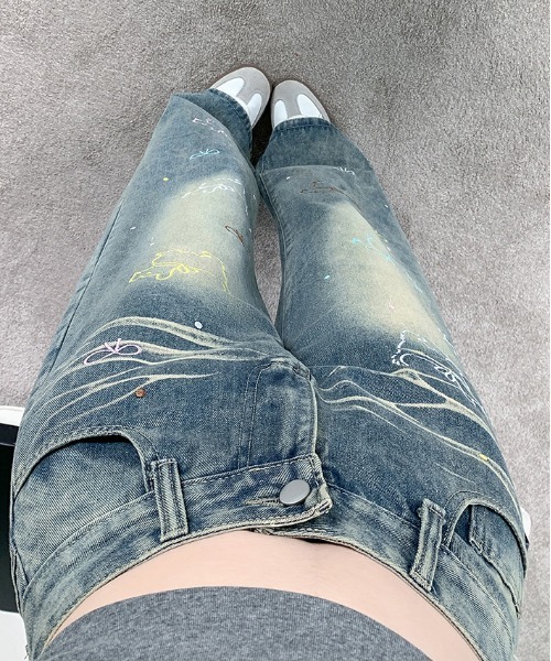 WEGO(ウィゴー)の「ドッグ刺繍ルーズストレートデニム(デニムパンツ・レディース・サックスブルー・MEDIUM/LARGE)」の14枚目の写真