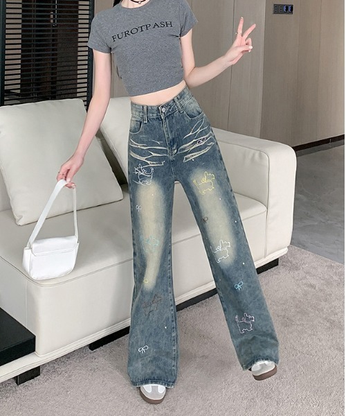 WEGO(ウィゴー)の「ドッグ刺繍ルーズストレートデニム(デニムパンツ・レディース・サックスブルー・MEDIUM/LARGE)」の17枚目の写真