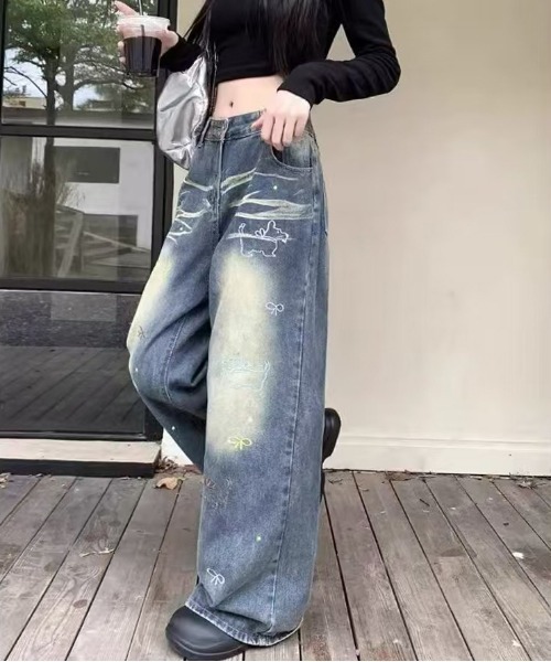 WEGO(ウィゴー)の「ドッグ刺繍ルーズストレートデニム(デニムパンツ・レディース・サックスブルー・MEDIUM/LARGE)」の20枚目の写真