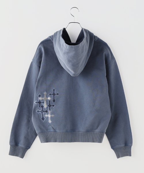 サプライヤー ブルー SUPPLIER / サプライヤー Cross Rhinestone Zip Hoodie（パーカー