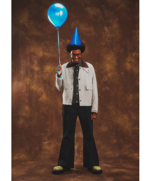 elephant TRIBAL fabrics(エレファントトライバルファブリックス)の「elephant TRIBAL fabrics Boro Flared Slacks【Serge】(スラックス・メンズ・ブラック・2/1)」の2枚目の写真