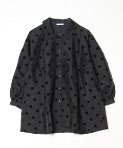 SHIPS Colors:〈手洗い可能〉シアー フロッキー ドット 5分袖 ブラウス