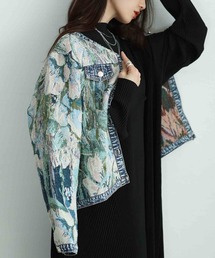 Sawa a la mode（サワアラモード）の「フラワージャガードデニムジャケット（ノーカラージャケット）」