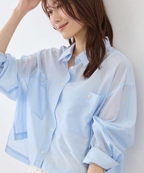 ぷるぴか様MICALLEシアーロングシャツ(アイボリー)5月末納期予定[平日14 SALE】ラメリブニットインナー付シアーシャツプルオーバー - 12Twelve