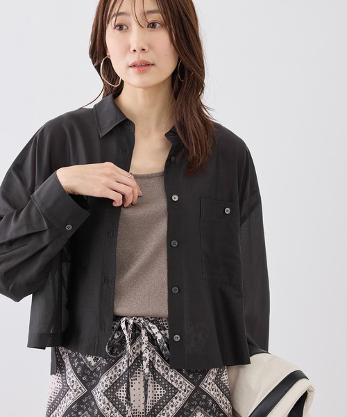 ROPE' PICNIC（ロペピクニック）の「カールマイヤーシアーシャツ（シャツ/ブラウス・レディース・ホワイト系その他6/オフホワイト/チャコールグレー/サックスブルー・FREE）」の7枚目の写真