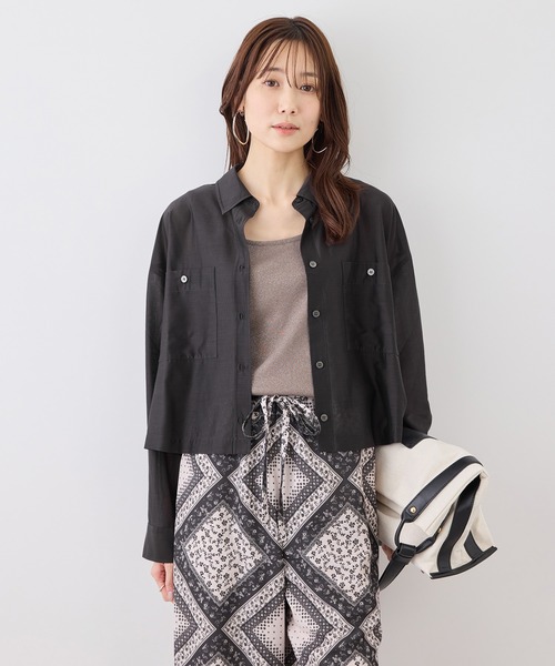 ROPE' PICNIC（ロペピクニック）の「カールマイヤーシアーシャツ（シャツ/ブラウス・レディース・ホワイト系その他6/オフホワイト/チャコールグレー/サックスブルー・FREE）」の11枚目の写真