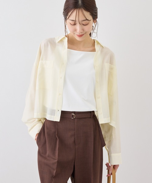 ROPE' PICNIC（ロペピクニック）の「カールマイヤーシアーシャツ（シャツ/ブラウス・レディース・ホワイト系その他6/オフホワイト/チャコールグレー/サックスブルー・FREE）」の14枚目の写真