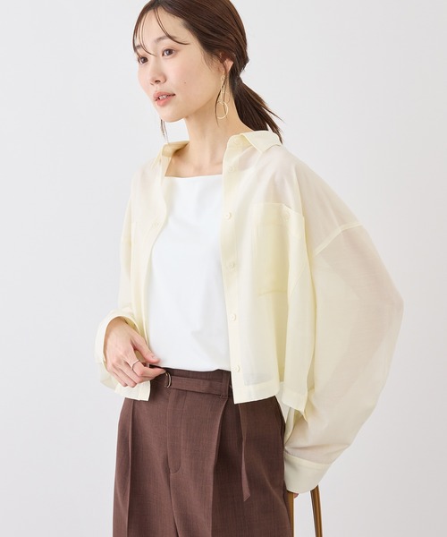 ROPE' PICNIC（ロペピクニック）の「カールマイヤーシアーシャツ（シャツ/ブラウス・レディース・ホワイト系その他6/オフホワイト/チャコールグレー/サックスブルー・FREE）」の15枚目の写真