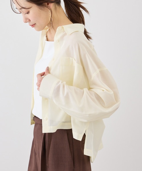 ROPE' PICNIC（ロペピクニック）の「カールマイヤーシアーシャツ（シャツ/ブラウス・レディース・ホワイト系その他6/オフホワイト/チャコールグレー/サックスブルー・FREE）」の16枚目の写真