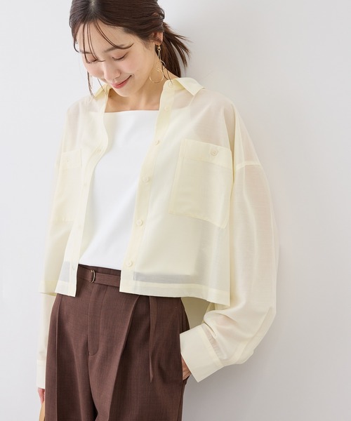 ROPE' PICNIC（ロペピクニック）の「カールマイヤーシアーシャツ（シャツ/ブラウス・レディース・ホワイト系その他6/オフホワイト/チャコールグレー/サックスブルー・FREE）」の18枚目の写真