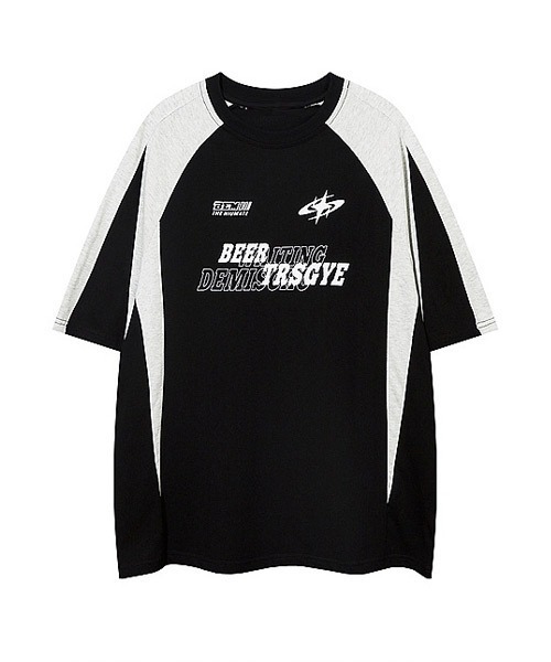 Ressaca（レサーカ）の「オーバーサイズゲームシャツ風プリント切替Tシャツ（Tシャツ/カットソー・メンズ・グレー/チャコール・XL/L/M）」の2枚目の写真
