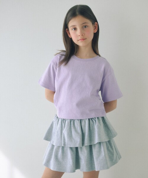 green label relaxing（グリーンレーベルリラクシング）の「ミニ裏毛 フリル キュロット（グレー）140cm-160cm（スウェットパンツ・キッズ・グレー系・140cm/150cm/160cm）」の2枚目の写真