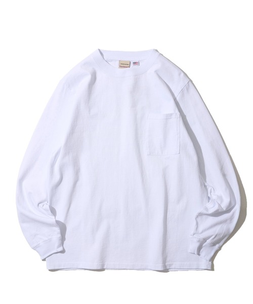 Goodwear(グッドウェア)の「【Goodwear/グッドウェア】7.6オンス USAコットン 無地 ポケット付きロングスリーブクルーネックTシャツ(Tシャツ/カットソー・メンズ・チャコールグレー/ブラック/ホワイト/ライトカーキ・X-LARGE/MEDIUM/LARGE)」の2枚目の写真