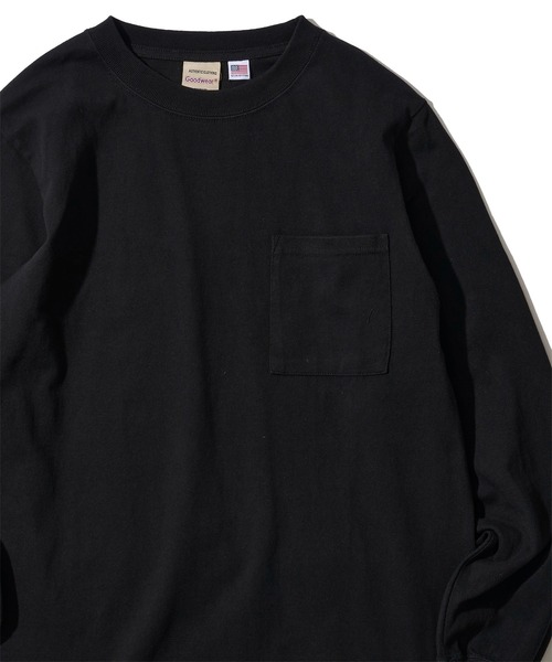 Goodwear(グッドウェア)の「【Goodwear/グッドウェア】7.6オンス USAコットン 無地 ポケット付きロングスリーブクルーネックTシャツ(Tシャツ/カットソー・メンズ・チャコールグレー/ブラック/ホワイト/ライトカーキ・X-LARGE/MEDIUM/LARGE)」の7枚目の写真