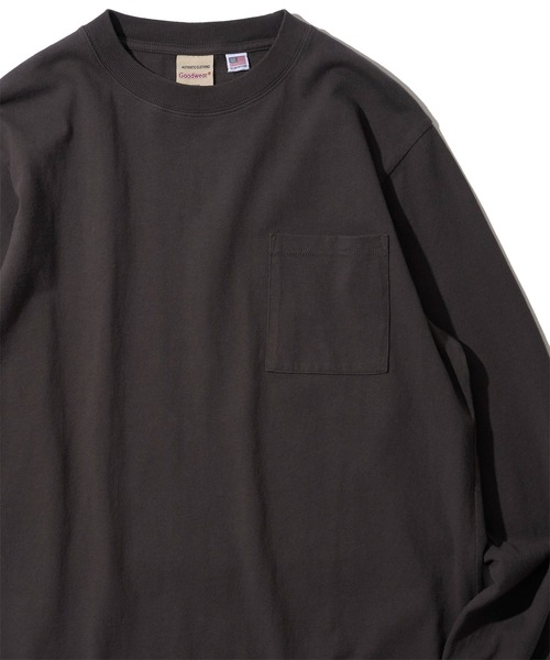 Goodwear(グッドウェア)の「【Goodwear/グッドウェア】7.6オンス USAコットン 無地 ポケット付きロングスリーブクルーネックTシャツ(Tシャツ/カットソー・メンズ・チャコールグレー/ブラック/ホワイト/ライトカーキ・X-LARGE/MEDIUM/LARGE)」の9枚目の写真