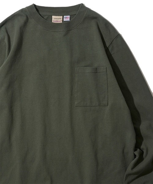 Goodwear(グッドウェア)の「【Goodwear/グッドウェア】7.6オンス USAコットン 無地 ポケット付きロングスリーブクルーネックTシャツ(Tシャツ/カットソー・メンズ・チャコールグレー/ブラック/ホワイト/ライトカーキ・X-LARGE/MEDIUM/LARGE)」の11枚目の写真