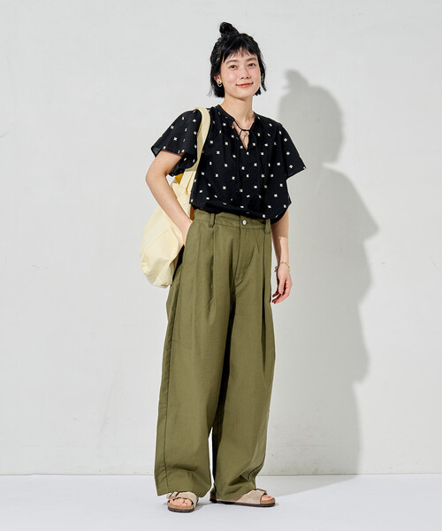 FREAK'S STORE(フリークスストア)の「インド 総柄刺繍 袖フリルブラウス<セットアップ対応>(シャツ/ブラウス・レディース・オフホワイト/ブラック・フリ-)」の12枚目の写真