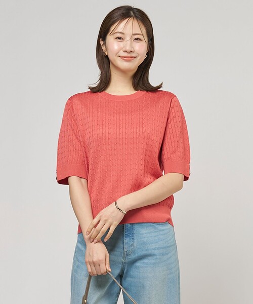 J.PRESS(ジェイプレス)の「【アンサンブル着用可】Vis/Peスパーク クルーネック プルオーバー(ニット/セーター・レディース・オレンジ系/ピーコックグリーン系/ネイビー系/ホワイト系・LARGE/MEDIUM)」の4枚目の写真