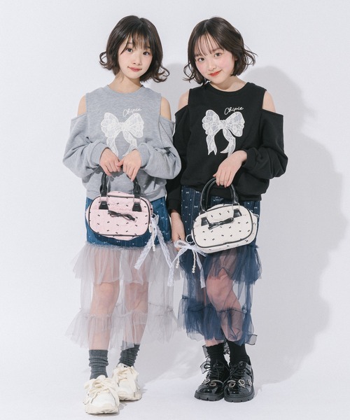 URBAN CHERRY(アーバンチェリー)の「【2way】リボンジャカードスクエアバッグ(ハンドバッグ・キッズ・アイボリー/ピンク・FREE)」の10枚目の写真