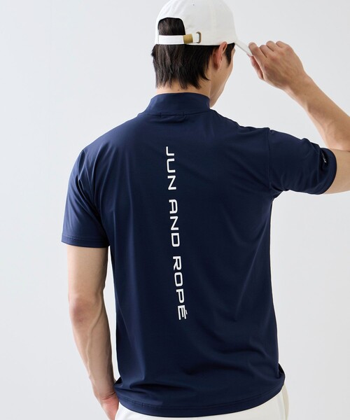 JUN&ROPE'(ジュンアンドロペ)の「【ESSENTIAL】半袖モックネックシャツ/UV・吸水速乾(Tシャツ/カットソー・メンズ・ブラック/ブルー/ホワイト/ネイビー・M/L/XL)」の18枚目の写真