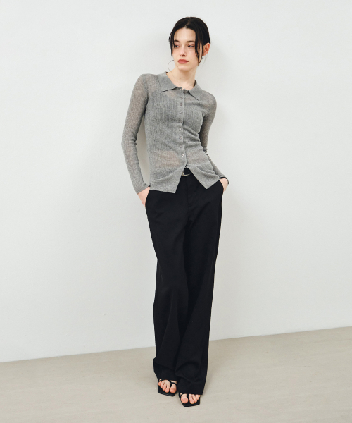 MONGDOL(モンドル)の「スリムリブロングカラーガーディガングレーMDCD058GRAY(カーディガン/ボレロ・レディース・その他・F)」の2枚目の写真