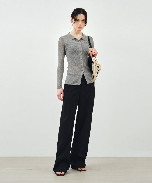 MONGDOL(モンドル)の「スリムリブロングカラーガーディガングレーMDCD058GRAY(カーディガン/ボレロ・レディース・その他・F)」の5枚目の写真
