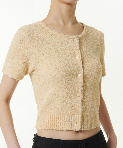 MUSINSA STANDARD WOMAN（ムシンサスタンダードウーマン）の「ウィメンズファンシーヤーンラウンドネック半袖カーディガン[ライトベージュ]（カーディガン/ボレロ・レディース・その他・LARGE/MEDIUM/SMALL/X-SMALL）」の4枚目の写真