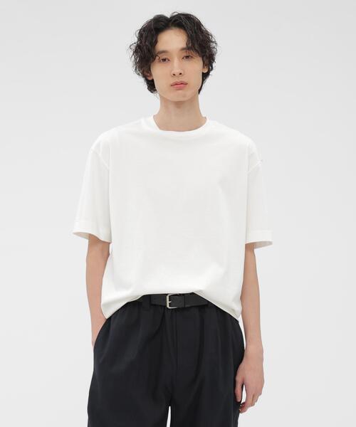 新品タグ付 マーガレットハウエル コットンシルクハイネックカットソー 白 FINE DENSE COTTON JERSEY TOP（Tシャツ/カットソー）｜MARGARET