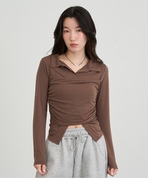 Twist Detail Collar Long Sleeve Top / ツイストディテールカラーロングスリーブトップ