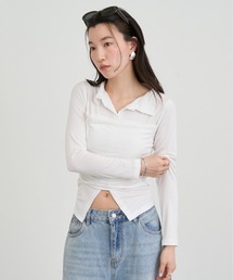 Twist Detail Collar Long Sleeve Top / ツイストディテールカラーロングスリーブトップ