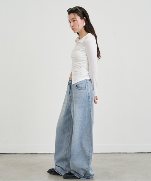 NUJOH(ヌゾ)の「Twist Detail Collar Long Sleeve Top / ツイストディテールカラーロングスリーブトップ(Tシャツ/カットソー・レディース・ブラック/アイボリー/チャコールグレー/ブラウン・FREE)」の17枚目の写真