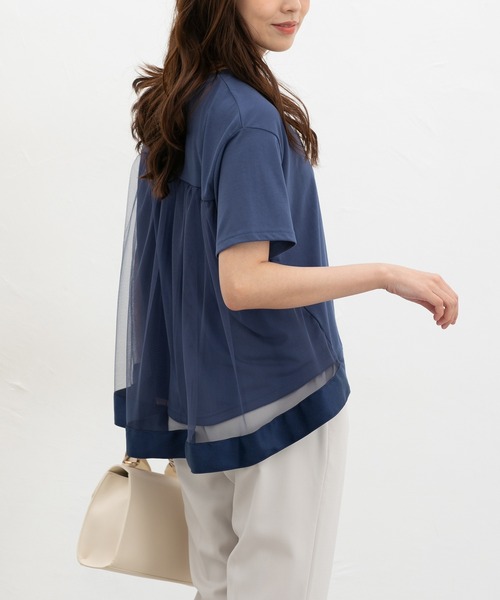 Honeys（ハニーズ）の「【ＵＶカット】バックチュールトップス（Tシャツ/カットソー・レディース・ブルー/アイボリー/ブラック/ブラウン・L/LL/M/S）」の4枚目の写真