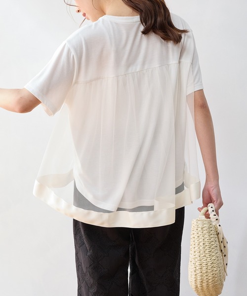 Honeys（ハニーズ）の「【ＵＶカット】バックチュールトップス（Tシャツ/カットソー・レディース・ブルー/アイボリー/ブラック/ブラウン・L/LL/M/S）」の2枚目の写真