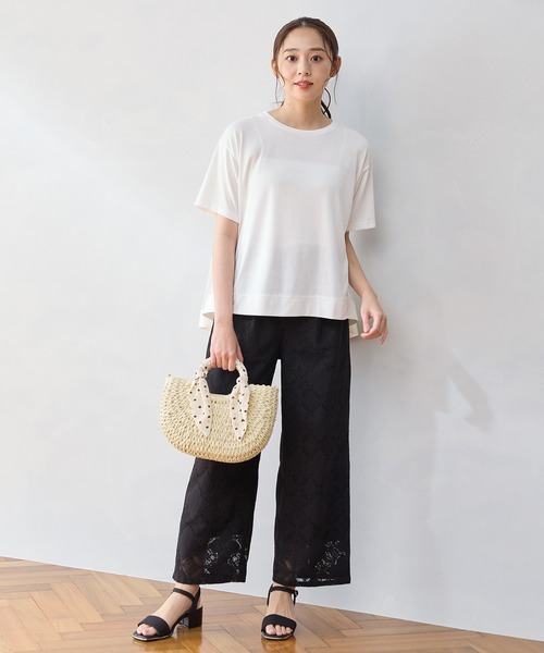 Honeys（ハニーズ）の「【ＵＶカット】バックチュールトップス（Tシャツ/カットソー・レディース・ブルー/アイボリー/ブラック/ブラウン・L/LL/M/S）」の6枚目の写真