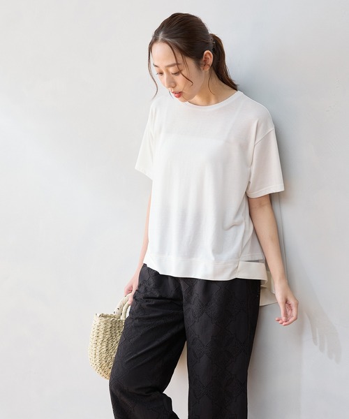 Honeys（ハニーズ）の「【ＵＶカット】バックチュールトップス（Tシャツ/カットソー・レディース・ブルー/アイボリー/ブラック/ブラウン・L/LL/M/S）」の7枚目の写真