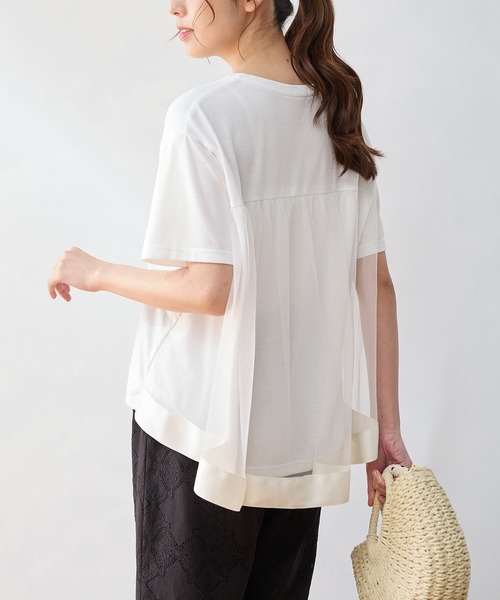 Honeys（ハニーズ）の「【ＵＶカット】バックチュールトップス（Tシャツ/カットソー・レディース・ブルー/アイボリー/ブラック/ブラウン・L/LL/M/S）」の9枚目の写真
