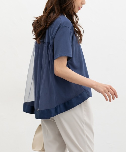 Honeys（ハニーズ）の「【ＵＶカット】バックチュールトップス（Tシャツ/カットソー・レディース・ブルー/アイボリー/ブラック/ブラウン・L/LL/M/S）」の14枚目の写真