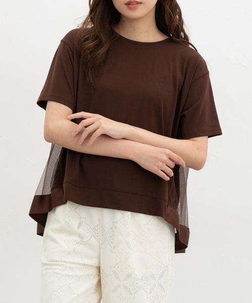 Honeys（ハニーズ）の「【ＵＶカット】バックチュールトップス（Tシャツ/カットソー・レディース・ブルー/アイボリー/ブラック/ブラウン・L/LL/M/S）」の16枚目の写真