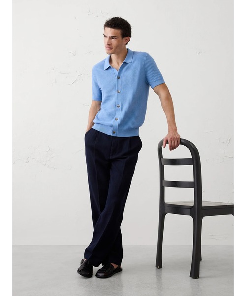 BANANA REPUBLIC FACTORY STORE（バナナリパブリック ファクトリーストア）の「BANANA REPUBLIC FACTORY STORE　　テクスチャード セーター ポロ（ニット/セーター・メンズ・ブルー/ワイン/アイボリー・XL/L/M/S）」の4枚目の写真