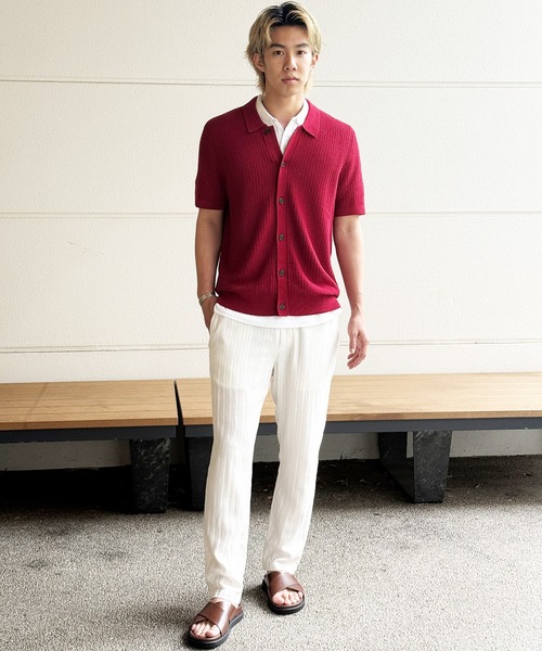 BANANA REPUBLIC FACTORY STORE（バナナリパブリック ファクトリーストア）の「BANANA REPUBLIC FACTORY STORE　　テクスチャード セーター ポロ（ニット/セーター・メンズ・ブルー/ワイン/アイボリー・XL/L/M/S）」の8枚目の写真