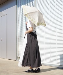 because（ビコーズ）の「because(ビコーズ)ミモザ刺繍 ミニ 晴雨兼用折りたたみ傘(UVカット)（折りたたみ傘）」