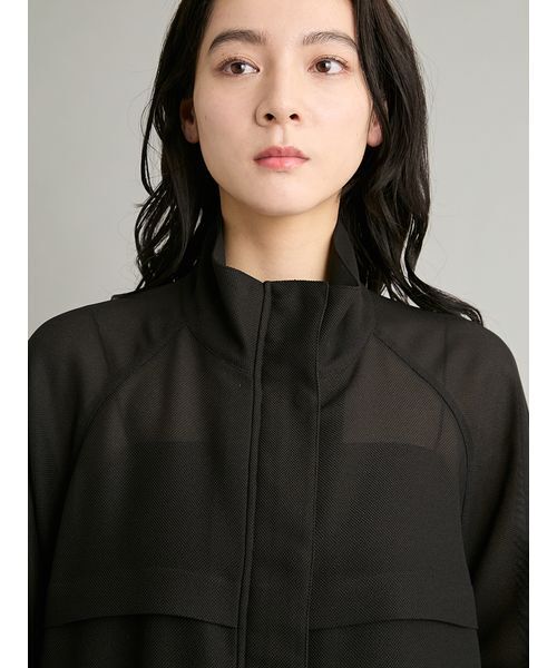 Mila Owen(ミラオーウェン)の「裾ドロストメッシュジップブルゾン(ブルゾン・レディース・ブラック/ホワイト/チェック・F)」の6枚目の写真