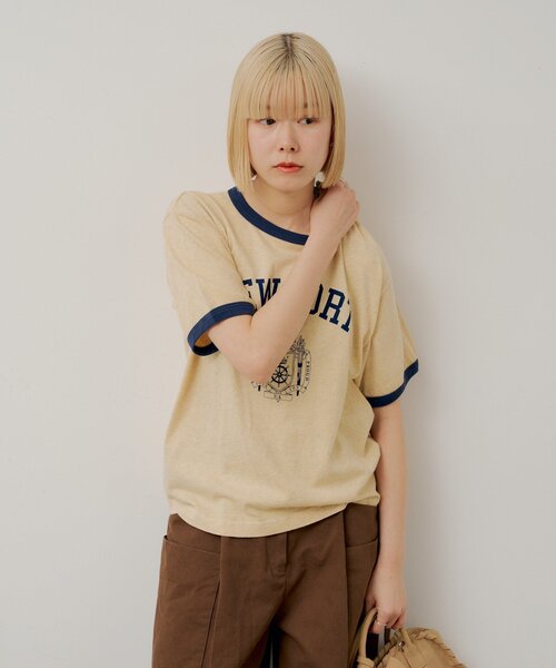 Kastane(カスタネ)の「【WHIMSIC/2サイズ展開】オーバーダイ プリントTシャツ(Tシャツ/カットソー・レディース・ブルー/ベージュ/グレー・2/1)」の21枚目の写真