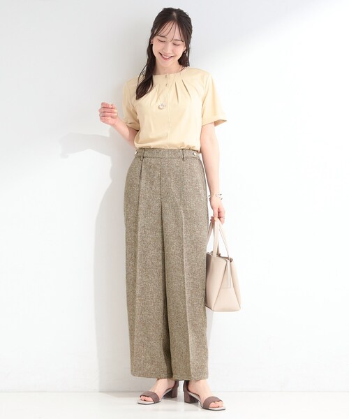 SHOO・LA・RUE(シューラルー)の「【S-LL】お仕事にも、休日にも サマーツイード風ワイドパンツ(その他パンツ・レディース・ダークブラウン/ネイビー/アイボリー・01/02/03/04)」の10枚目の写真