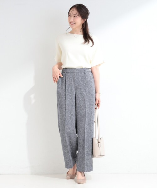 SHOO・LA・RUE(シューラルー)の「【S-LL】お仕事にも、休日にも サマーツイード風ワイドパンツ(その他パンツ・レディース・ダークブラウン/ネイビー/アイボリー・01/02/03/04)」の14枚目の写真