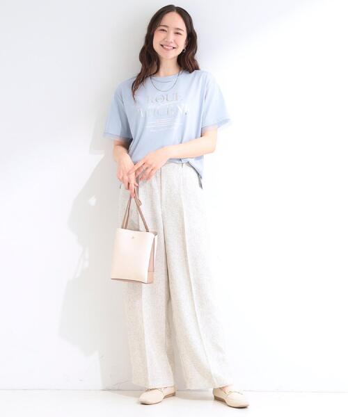 SHOO・LA・RUE（シューラルー）の「【S-LL】程よくきちんと見え サマーツイード風タックワイドパンツ（その他パンツ・レディース・ダークブラウン/ネイビー/アイボリー・01/02/03/04）」の4枚目の写真