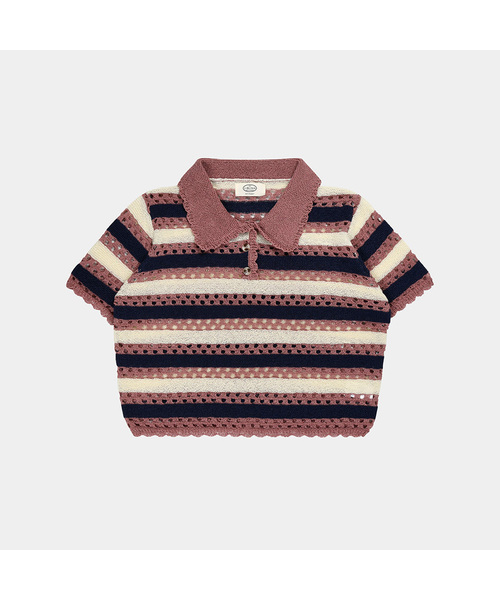 PIGMENT（ピグメント）の「スカラップスカシカラー ニット (TDSW250310)（ニット/セーター・レディース・レンガ/ライトグレー/ブラウン・FREE）」の3枚目の写真