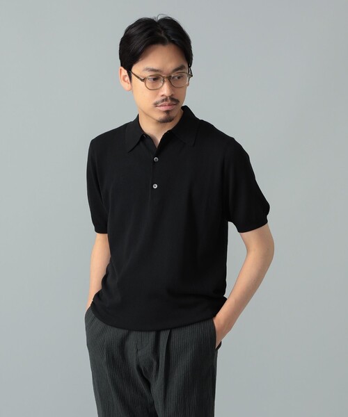 BEAMS F(ビームスエフ)の「【別注】MORGANO / コットン ショートスリーブ ニット ポロシャツ(ポロシャツ・メンズ・ネイビー/パープル/ブラウン/ブラック・46/48/50/52)」の1枚目の写真