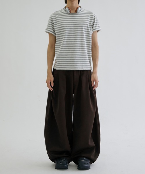 EPNK（イーピーエヌケー）の「Assorted border short sleeve tee / アソートボーダーショートスリーブT（Tシャツ/カットソー・メンズ・オフホワイト/ブラック/ブラック系/グレー・SMALL/LARGE/MEDIUM）」の12枚目の写真